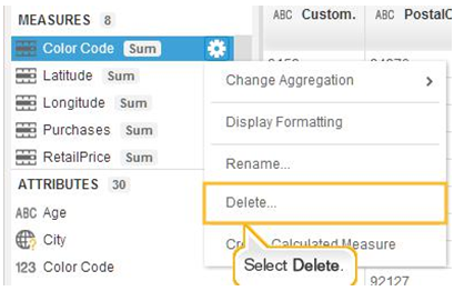 sap lumira delete column